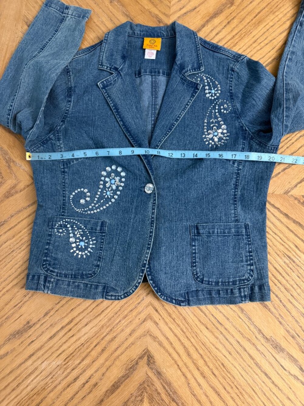Ruby Rd. Rhinestone Jean Jacket Size 14P - Picture 9 of 12
